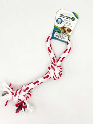 EuroDog Diş İpi Halka Üç Düğüm Kırmızı Beyaz 30 cm