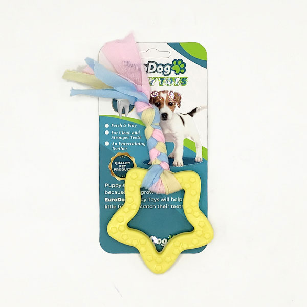 2161369_454-EE038-01.jpg EuroDog Puppy Toys Sarı Beşgen Diş Kaşıma Oyuncağı - Görsel 1