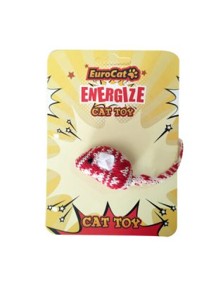 EuroCat Kedi Oyuncağı Kırmızı Beyaz Örme Fare