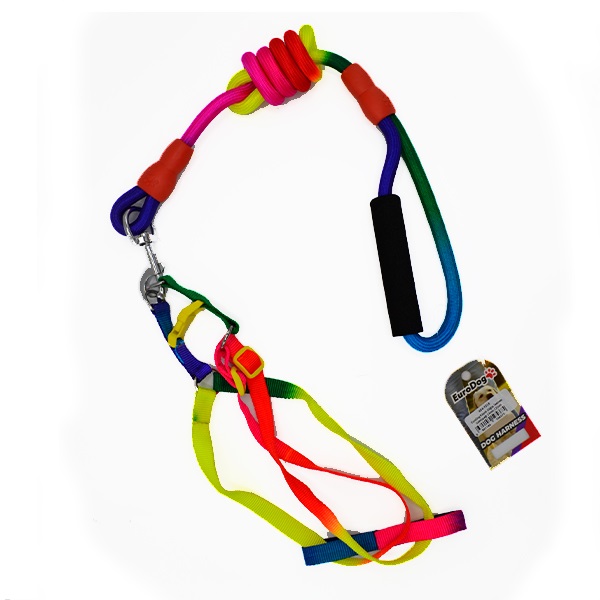 2161738_454-Y016.jpg EuroDog Köpek Göğüs Tasması Gökkuşağı 14mm 120cm - Görsel 1