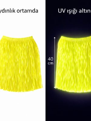 Neon Sarı Hawaii Parti Eteği 40 cm