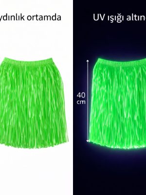 Neon Yeşil Hawaii Parti Eteği 40 cm
