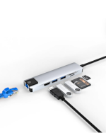 Type C Hub Çoklayıcı 8 Port USB HDMI RJ45 Kart Okuyucu - Görsel 2