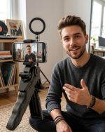 Katlanabilir Telefon Standı Mini Tripod Masaüstü Video Çekim Tutucu - Görsel 5