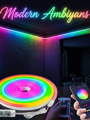 Dekoratif RGB LED Şerit Neon Işık 3 Metre Su Geçirmez Uzaktan Kumandalı Ortam Aydınlatması