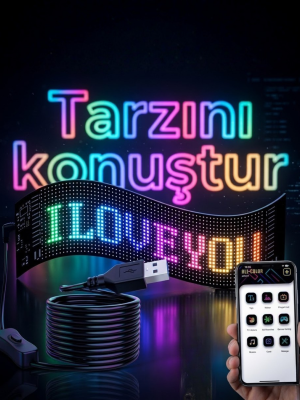 16x96 LED Yazı Paneli 60 cm Esnek RGB Işıklı Programlanabilir Ekran