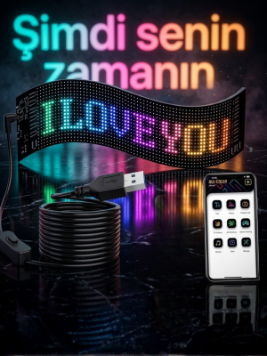 60 cm LED Matrix Panel 16x96 Piksel Bluetooth Kontrollü RGB Kayan Yazı Ekranı