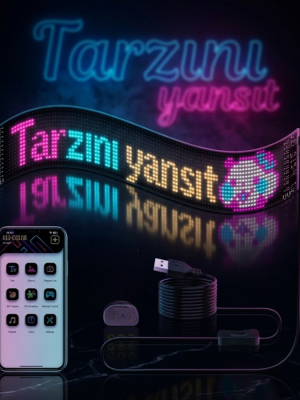 RGB LED Matrix Panel Esnek Yapı Uygulama Kontrollü Kayan Yazı Ekranı