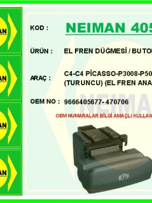 EL FREN DÜĞMESİ / BUTONU C4-C4 PİCASSO-P3008-P5008 TURUNCU EL FREN ANAHTARI