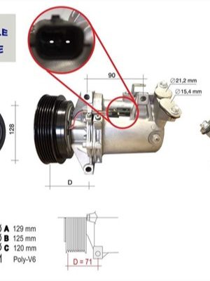 KLİMA KOMPRESÖRÜ MEGANE III 08> FLUENCE 10> SANDERO II 12> LOGAN II 12> LODGY 12> DUSTER 10> 1.5dCi 1.6 16V K4M 12V 6 KANAL 125MM PAG46 YAĞ 160ml