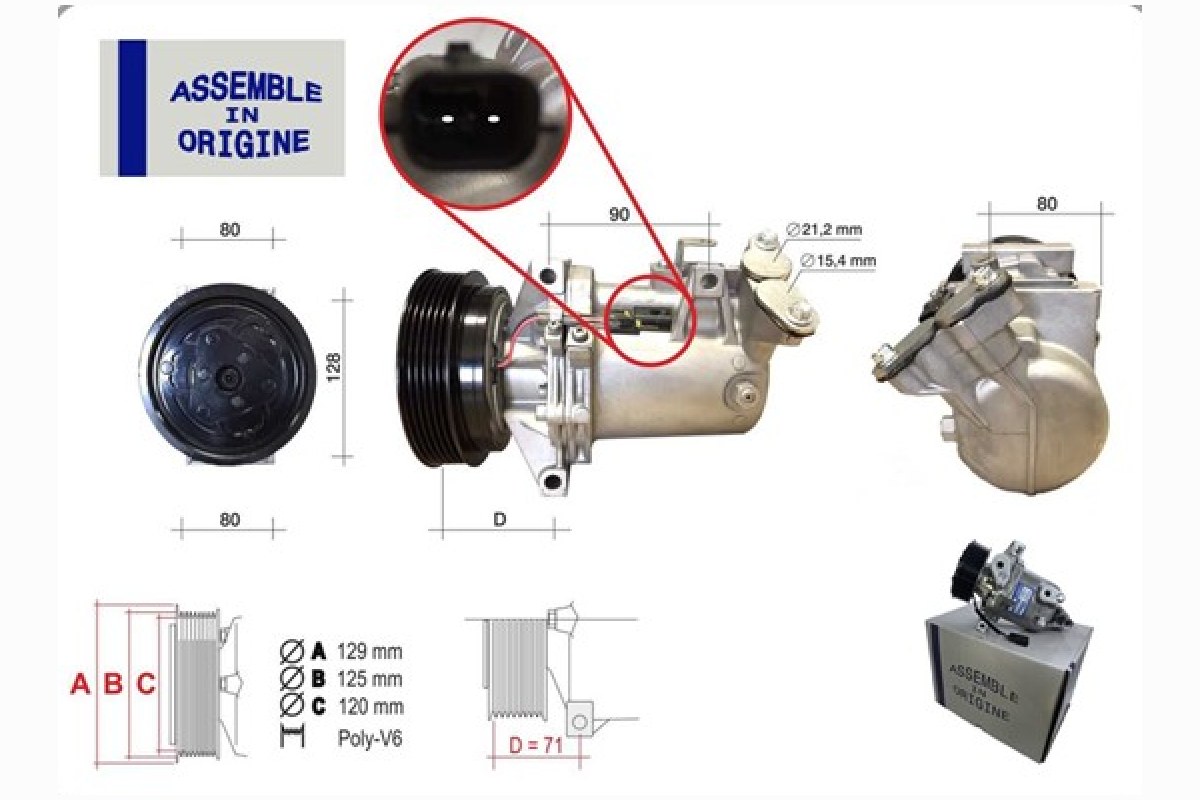2202058_1288632_282169494.jpg KLİMA KOMPRESÖRÜ MEGANE III 08> FLUENCE 10> SANDERO II 12> LOGAN II 12> LODGY 12> DUSTER 10> 1.5dCi 1.6 16V K4M 12V 6 KANAL 125MM PAG46 YAĞ 160ml - Görsel 1