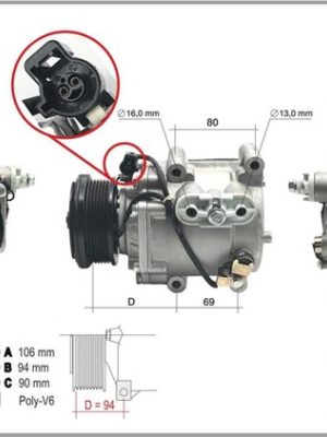 KLİMA KOMPRESÖRÜ SIFIR ÜRÜN FORD FİESTA V 02>08 FOCUS I98>04 FUSİON 02>12 TRANSİT CONNECT 02>09 1. 8 TDCI