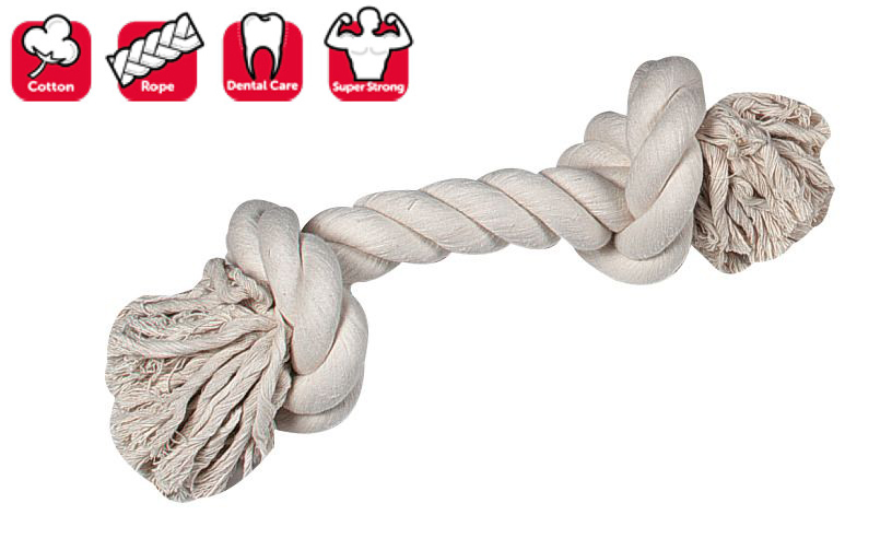 418677.jpg Karlıe 2 Düğümlü İp Köpek Oyu. M 30 Cm Beyaz - Görsel 1