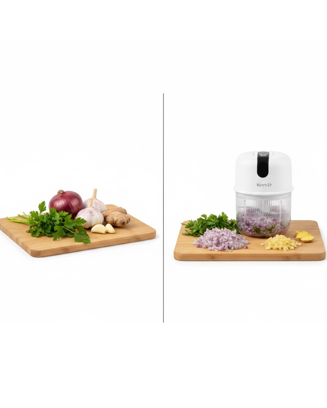 7-93-2.png USB Şarjlı Mini Rondo Sarımsak Soğan Zencefil - Görsel 1