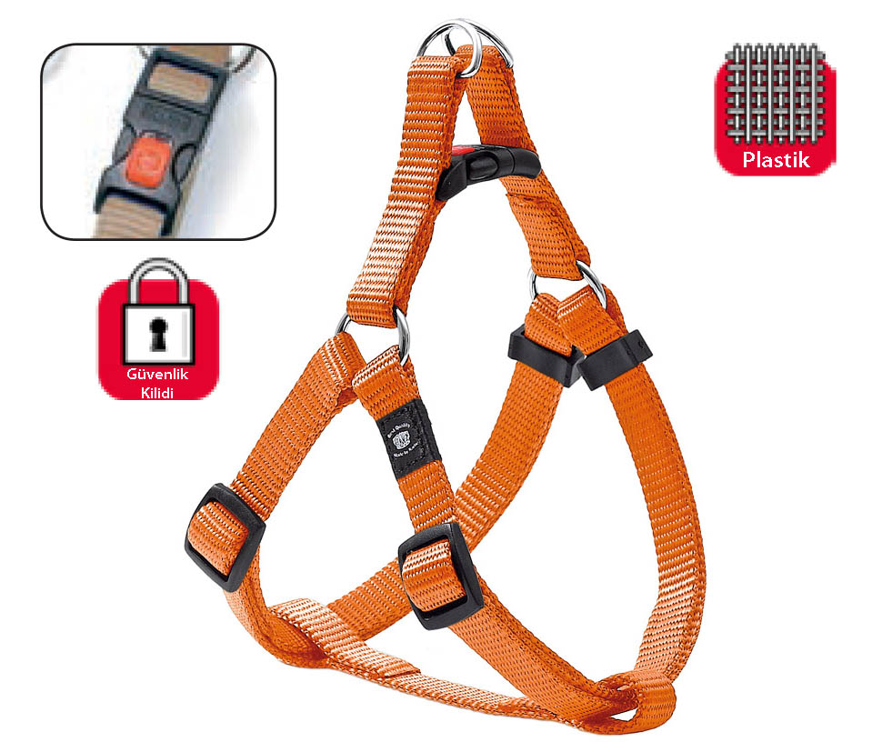 79572446.jpg Karlıe Kilitli Göğüs Tasma M 40-70cm Turuncu - Görsel 1