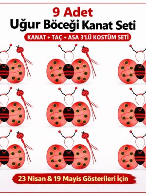 9’lu Uğur Böceği Kostüm Seti – Kanat Taç Asa