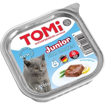 9ab397041bcbf5c69e1bc38405ec3ea4.jpg Tomi Yavru Kedi Kümes Hayvanlı Alüminyum Yaş Mama 100gr (pate) - Görsel 1