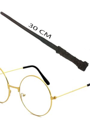 Harry Potter Asası 30 cm ve Metal Harry Potter Gözlüğü