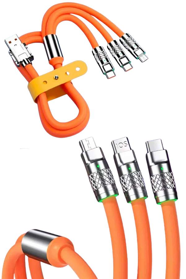 Compressed by jpeg-recompress Çoklu Şarj Kablosu USB Type-C İOS Uyumlu 120W Hızlı Şarj Kablosu - Görsel 1
