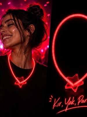 Fosforlu Yıldız Parti Kolyesi – Neon Işıklı Kolye Kırmızı Renk