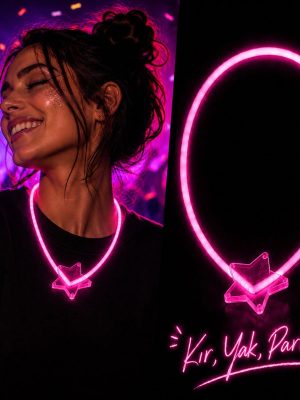 Fosforlu Yıldız Parti Kolyesi – Neon Işıklı Kolye Pembe Renk