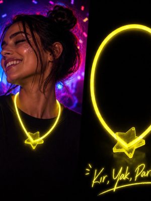 Fosforlu Yıldız Parti Kolyesi – Neon Işıklı Kolye Sarı Renk