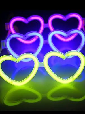 Glow Kalpli Fosforlu Gözlük 6’lı Renkli Set – Neon Parti