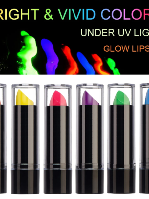 Karanlıkta Parlayan Yanan UV Neon Ruj Yüz Boyama 6 Adet 6 Renk