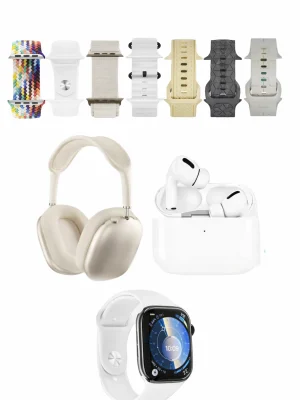 Karler Bass K32 Kombo 7 Adet Kordon Akıllı Saat Airpods Kulaklık Kafa Üstü Kablosuz Kulaklık Set - Beyaz