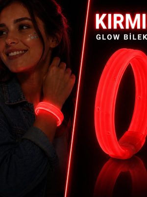 Kırmızı Kalın Glow Bileklik – Kırılarak Yanan Parti ve Festival Bilekliği