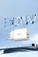 Konfulon C89Q 1 Adet 30W Type-C ve 1 Adet 22.5W USB Çıkışlı Ekstra DL48 1M USB to Lightning Kablolu PD Şarj Cihazı - Beyaz - Görsel 2
