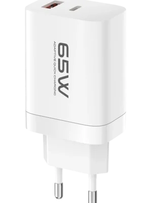 Konfulon C99Q 65W PD Destekli Type-C ve USB Çift Çıkışlı Hızlı Şarj Adaptörü - Beyaz