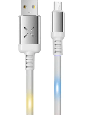 Konfulon DC09 Ses Duyarlı Işıklı Micro USB Kablo 1M 2A - Beyaz
