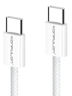 Konfulon DC130 2M 60W Type-C to Type-C Örgülü Hızlı Şarj Kablosu - Beyaz