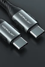 Konfulon DC43 Type-C to Type-C 1M Örgü 60W Hızlı Şarj Kablo - Yeşil - Görsel 3