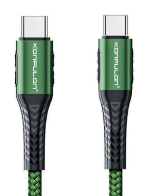 Konfulon DC43 Type-C to Type-C 1M Örgü 60W Hızlı Şarj Kablo - Yeşil
