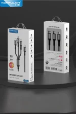 Konfulon DC62 3in1 Type-C to 60W Type-C / 12W Lightning / 15W Micro 1.2M Hızlı Şarj Kablo - Siyah - Görsel 5