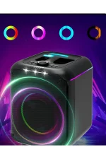 Konfulon F39 25W Sürücülü RGB Işıklı 2 Adet Mikrofonlu Bluetooth 5.3 Kablosuz Hoparlör – Siyah - Görsel 6