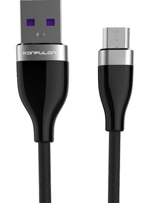 Konfulon S82 Seramik Uçlu Micro USB Kablo 1M 3.1A - Siyah