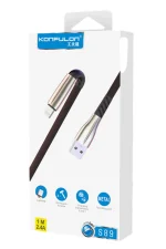 Konfulon S89 Metal Uçlu Lightning Kablo iphone Uyumlu 1M 2.4A - Kırmızı - Görsel 2