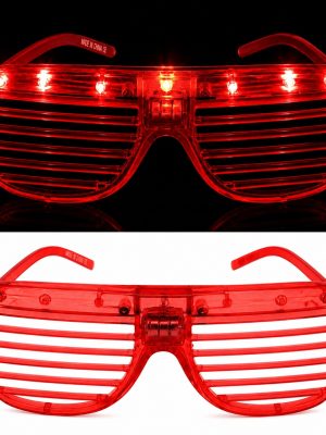LED Işıklı Panjur Parti Gözlüğü Kırmızı Renk Shutter Gözlük