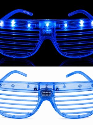 LED Işıklı Panjur Parti Gözlüğü Mavi Renk Shutter Gözlük