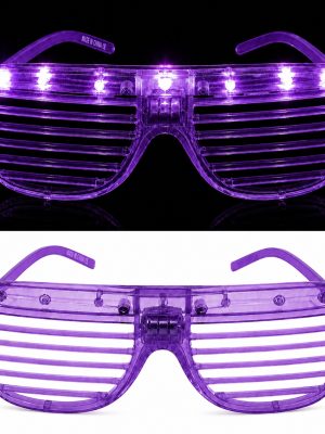 LED Işıklı Panjur Parti Gözlüğü Mor Renk Shutter Gözlük