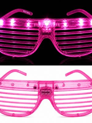 LED Işıklı Panjur Parti Gözlüğü Pembe Renk Shutter Gözlük