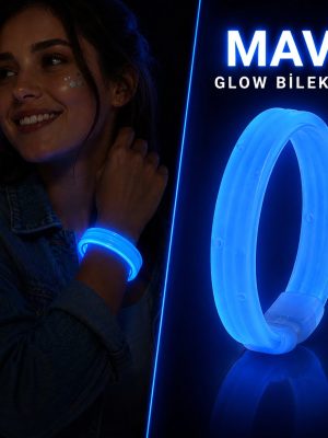 Mavi Kalın Glow Bileklik – Kırılarak Yanan Parti ve Festival Bilekliği