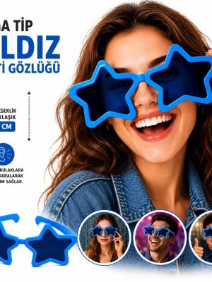Mega Tip Yıldız Parti Gözlüğü Mavi Renk