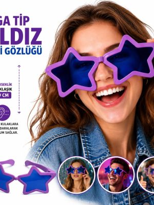 Mega Tip Yıldız Parti Gözlüğü Mor Renk