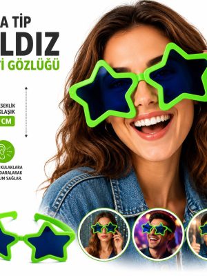 Mega Tip Yıldız Parti Gözlüğü Yeşil Renk