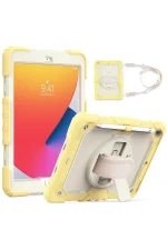 Newface iPad 10.2 (7.nesil) Kılıf Strap New Tablet Kapak - Sarı