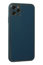 Newface iPhone 11 Pro Kılıf Coco Deri Silikon Kapak - Mavi - Görsel 3